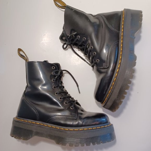 Dr. Martens Shoes - Dr. Martens Jadon Black Leather Platform Boots UK 7 US L 9